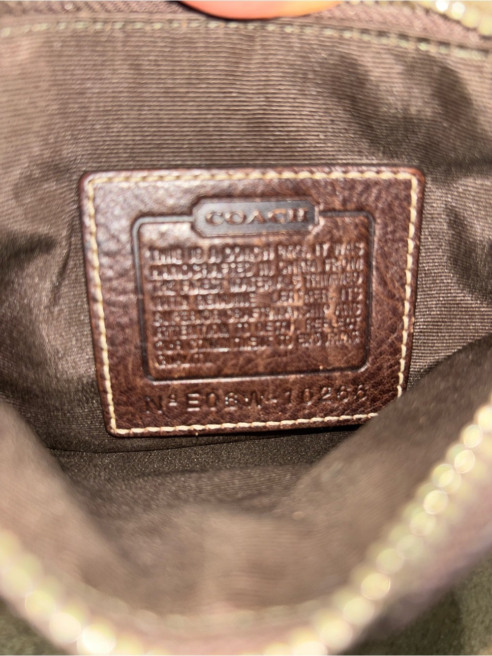 Coach VINTAGE Dark Brown Crossbody with Snake-Print suede & leather Stripe 2006 - Picture 11 of 11
